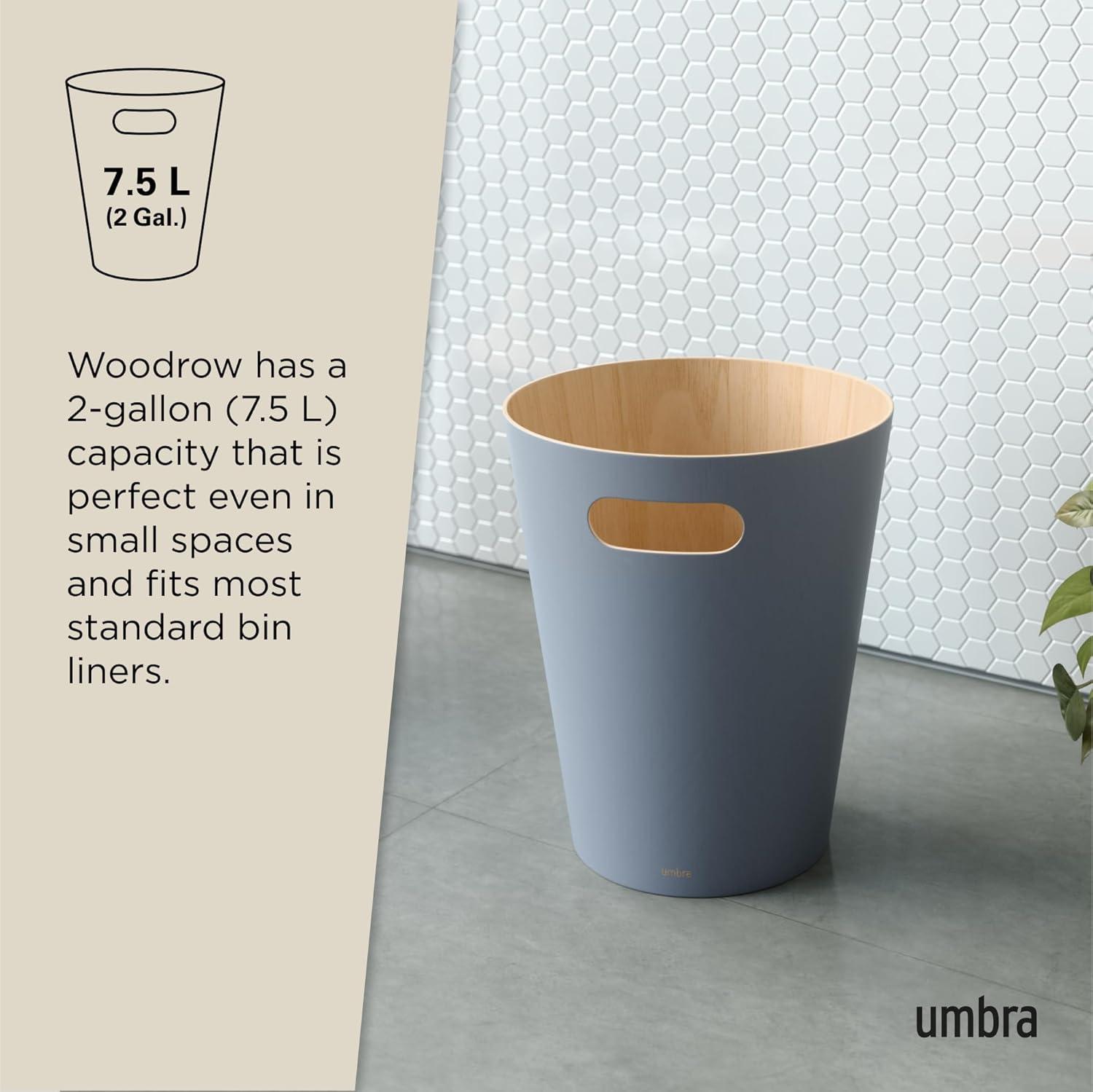 Umbra Woodrow Trash Can 2-Gallon (7.5 L) Capacity