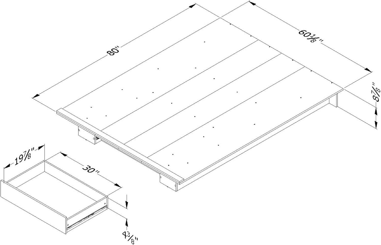 Natural Walnut Queen Platform Bed with Storage Drawer