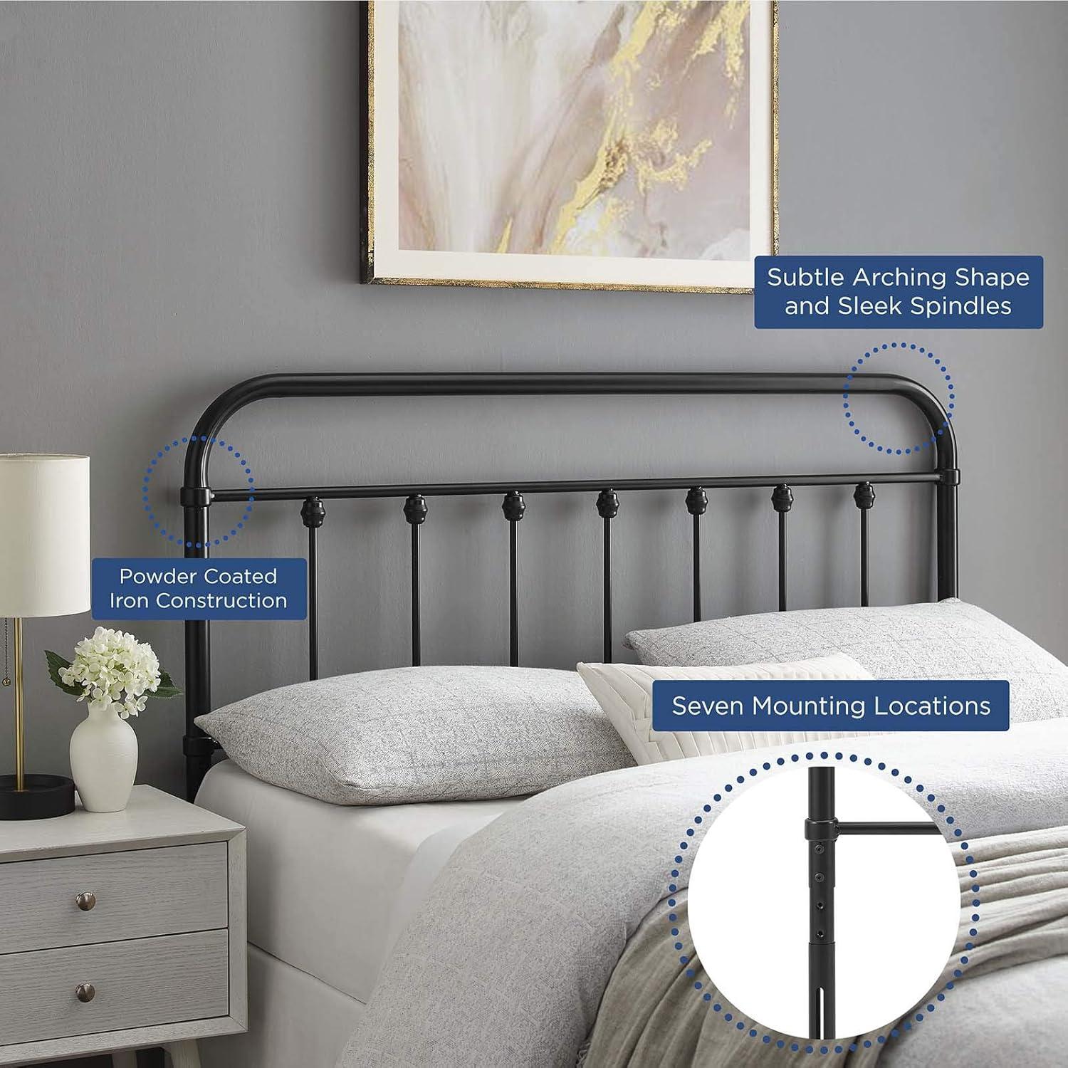 Modway Sage Queen Metal Headboard in Black