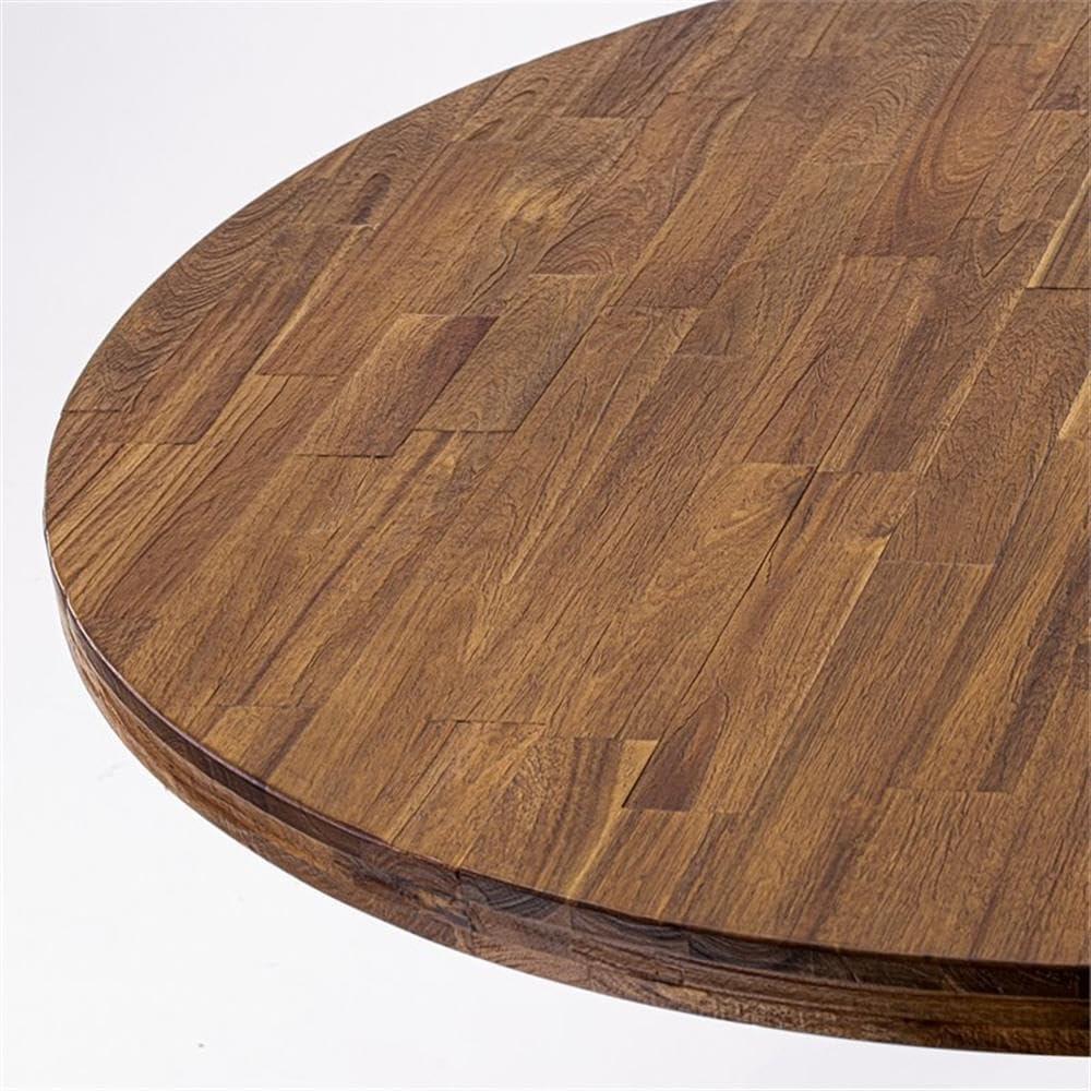 48 in. Irving Round Dining Table with Pedestal & Rustic Rubberwood Table - Sandblasting Antique Walnut