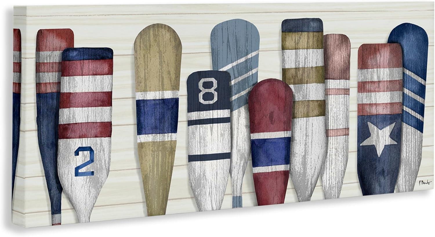 Stupell Industries Port Oars Vintage Americana Patterns Canvas Wall Art