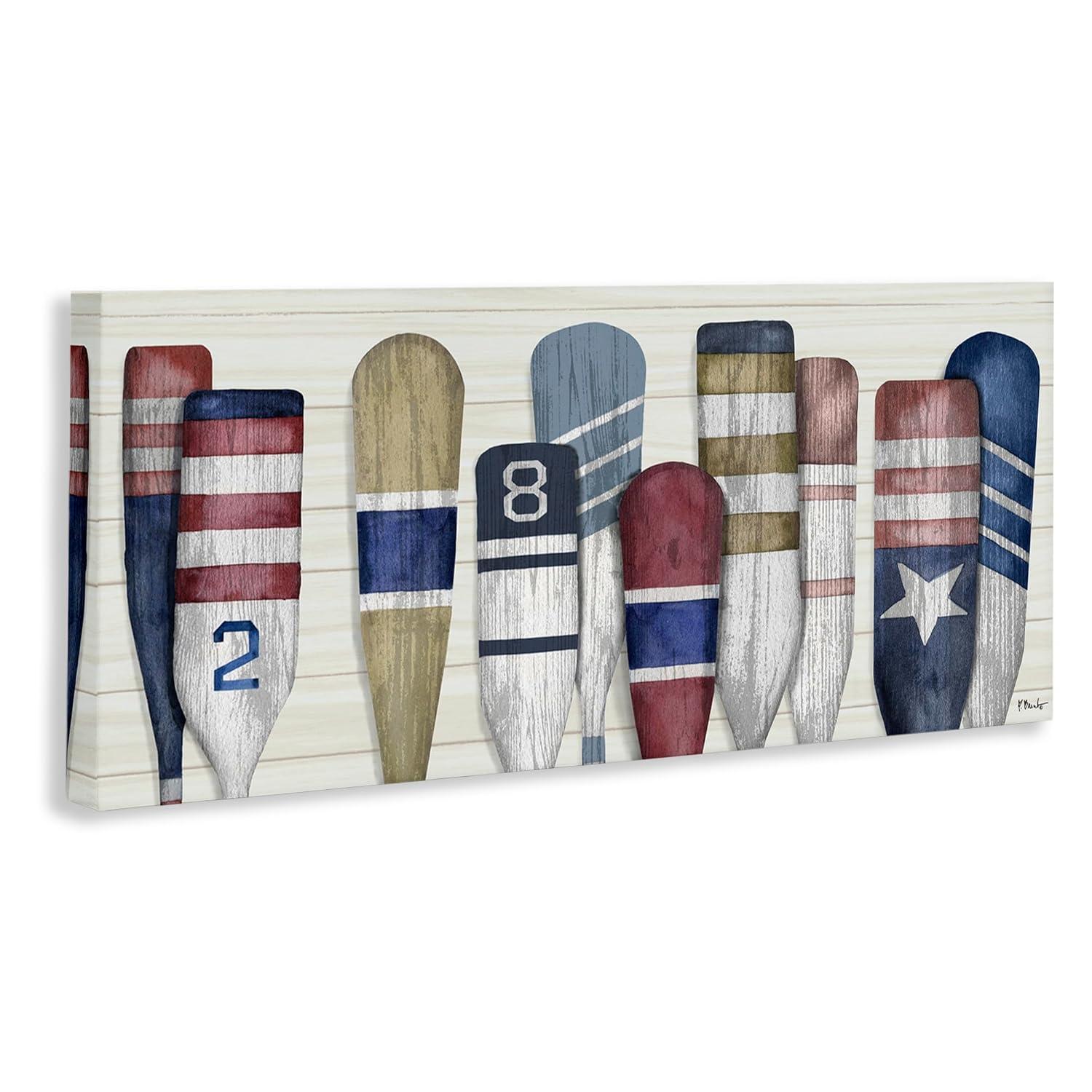 Stupell Industries Port Oars Vintage Americana Patterns Canvas Wall Art, 13 x 30