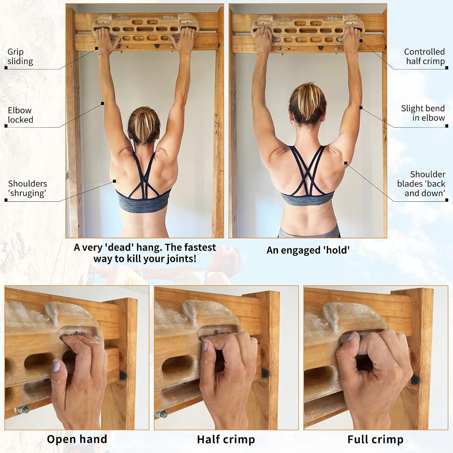 TWO STONES Climbing Hangboard Rock Climbing Training as Climbing Fingerboard with Jugs, Slopes and Edges, Pockets as Door Mounted Training Station Rock Climbing Pull Up Bar