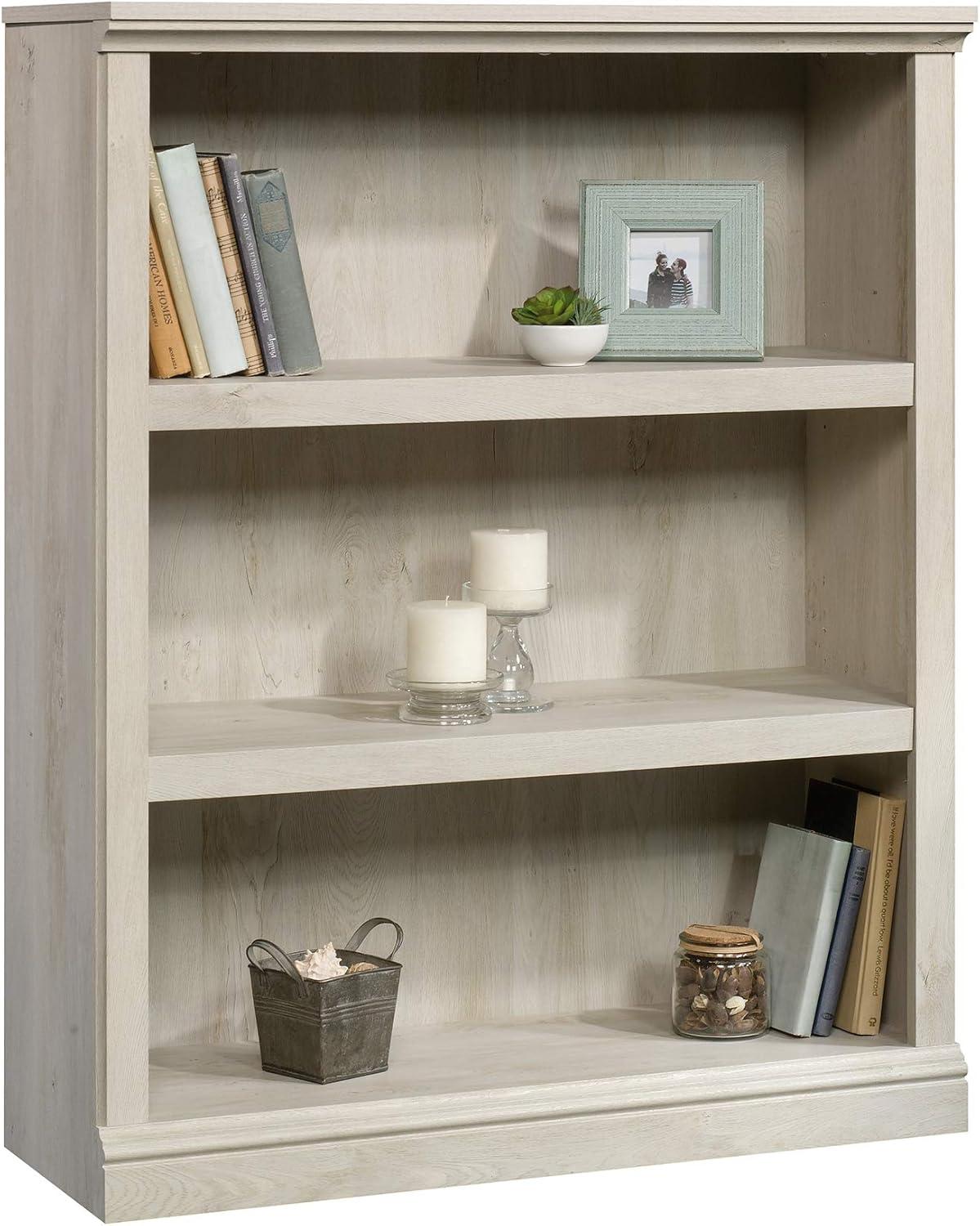 44" 3 Shelf Bookcase White - Sauder: Farmhouse Style, Smooth Laminate Finish, MDF Construction