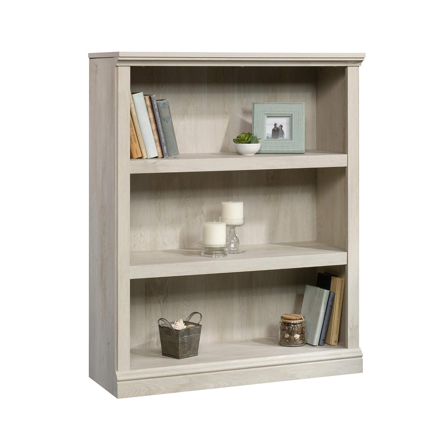 44" 3 Shelf Bookcase White - Sauder: Farmhouse Style, Smooth Laminate Finish, MDF Construction