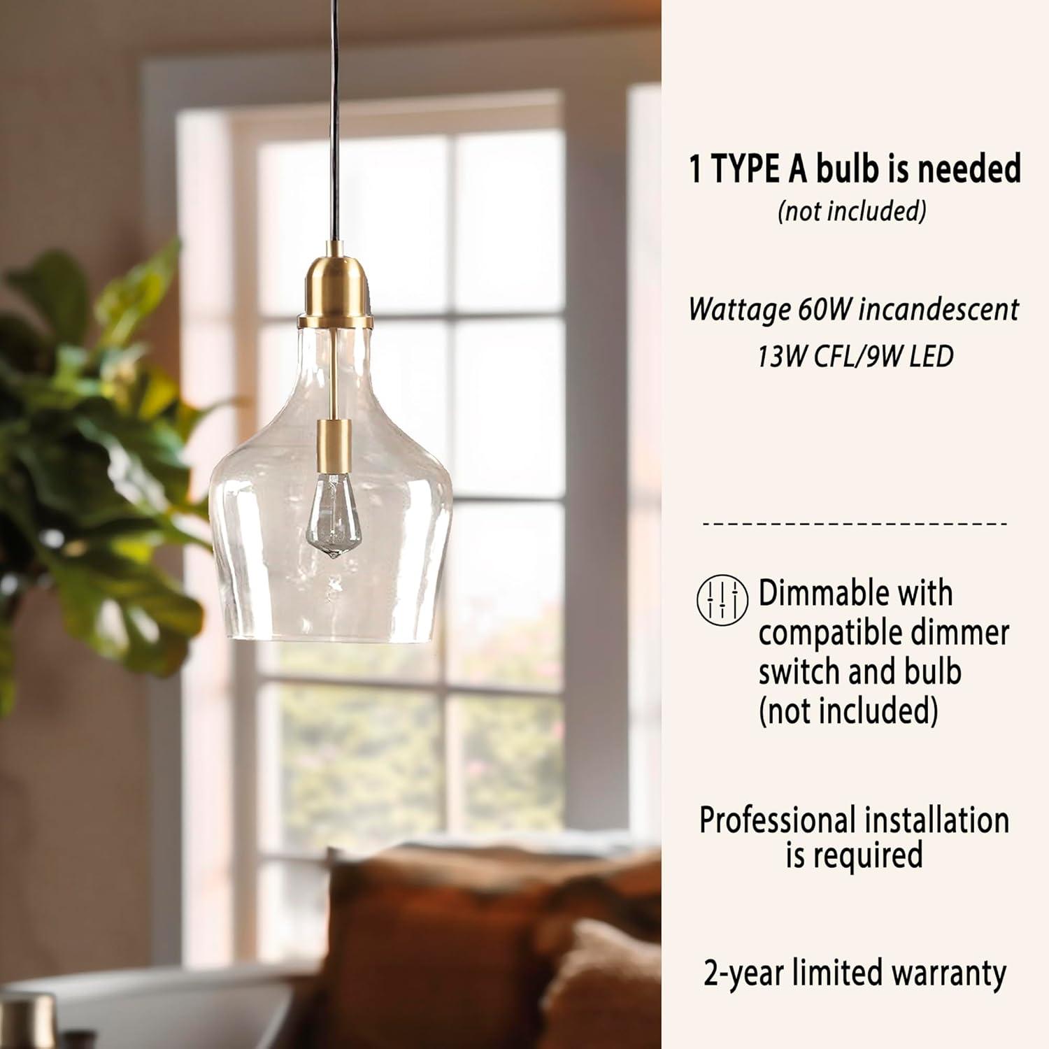 Ink+Ivy 13"x93" Auburn Bell Shaped Hanging Glass Simple Industrial Pendant Light