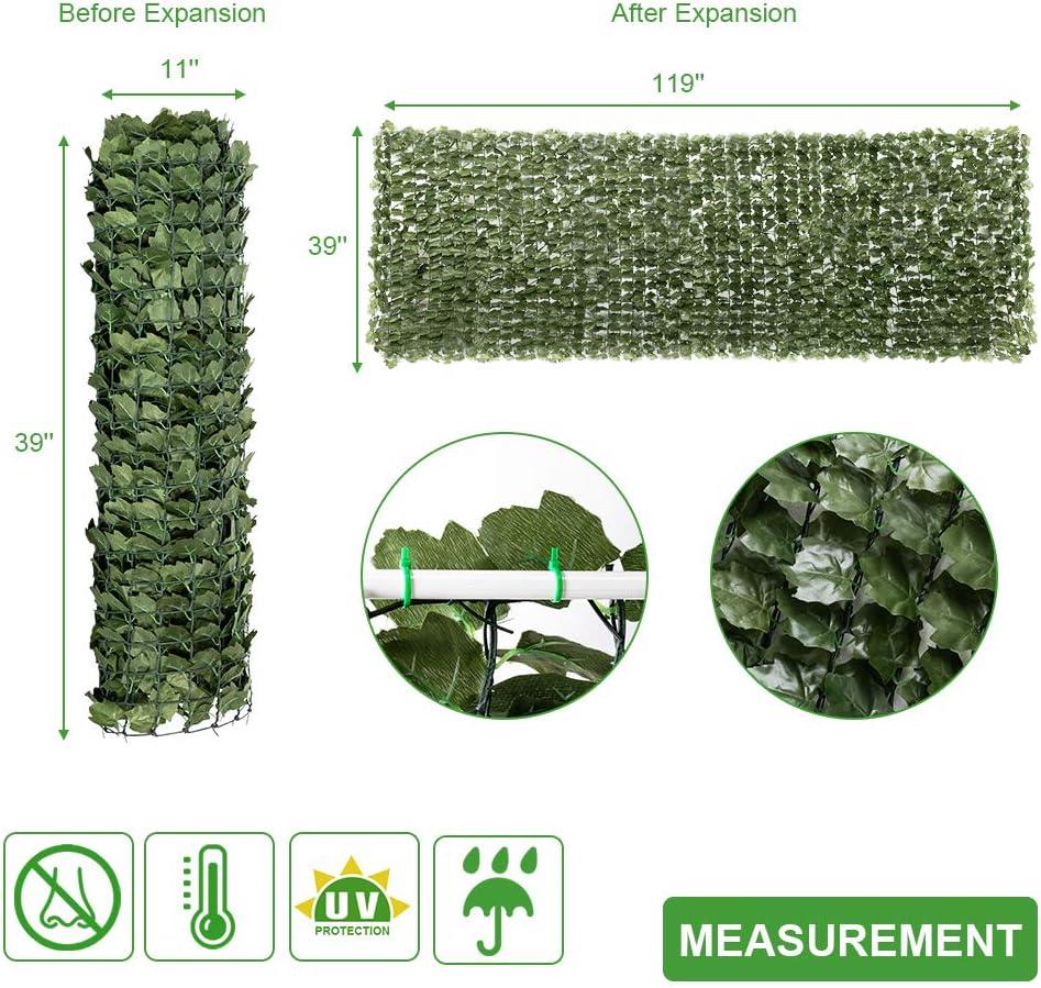 VINGLI 39" x 119" Green Faux Ivy Privacy Fence Screen