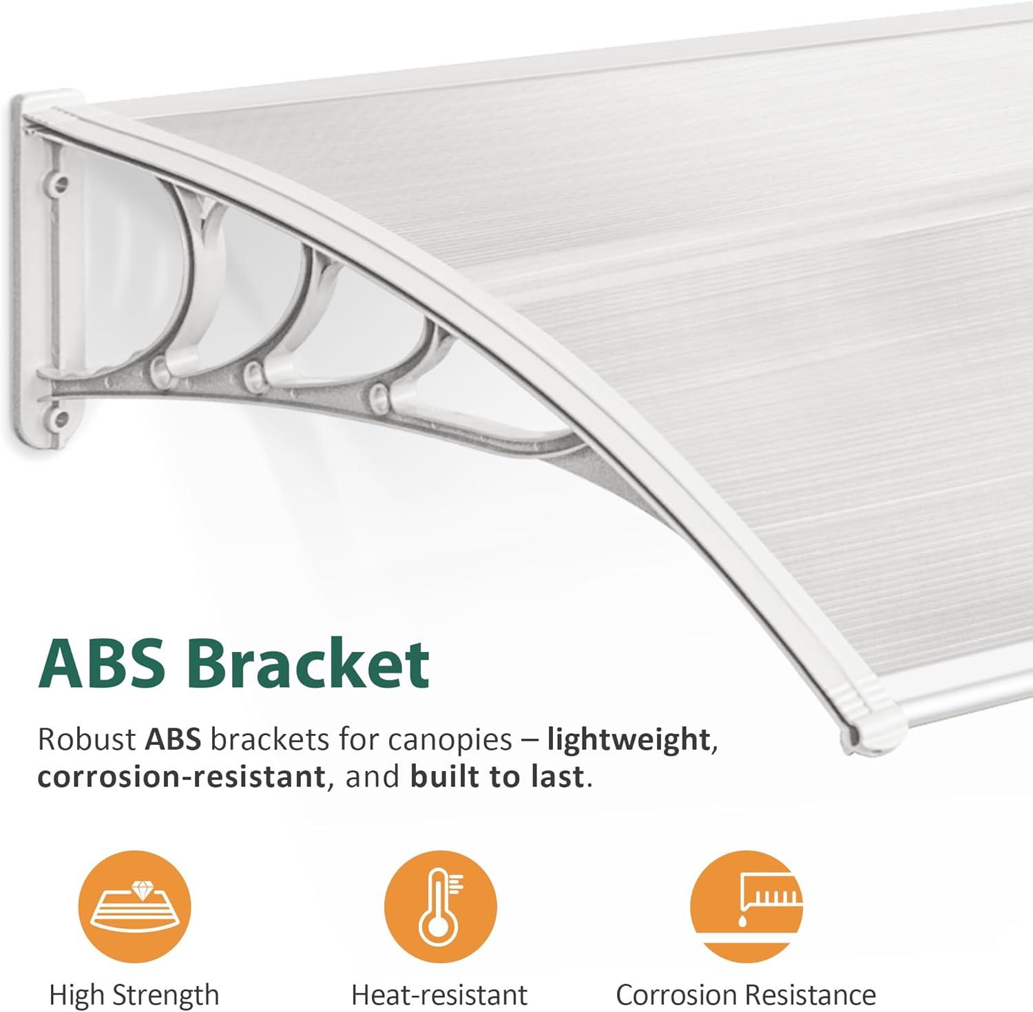 40"x40" Window Awning Outdoor Polycarbonate Front Door Patio Cover Garden Canopy, 6055-4040