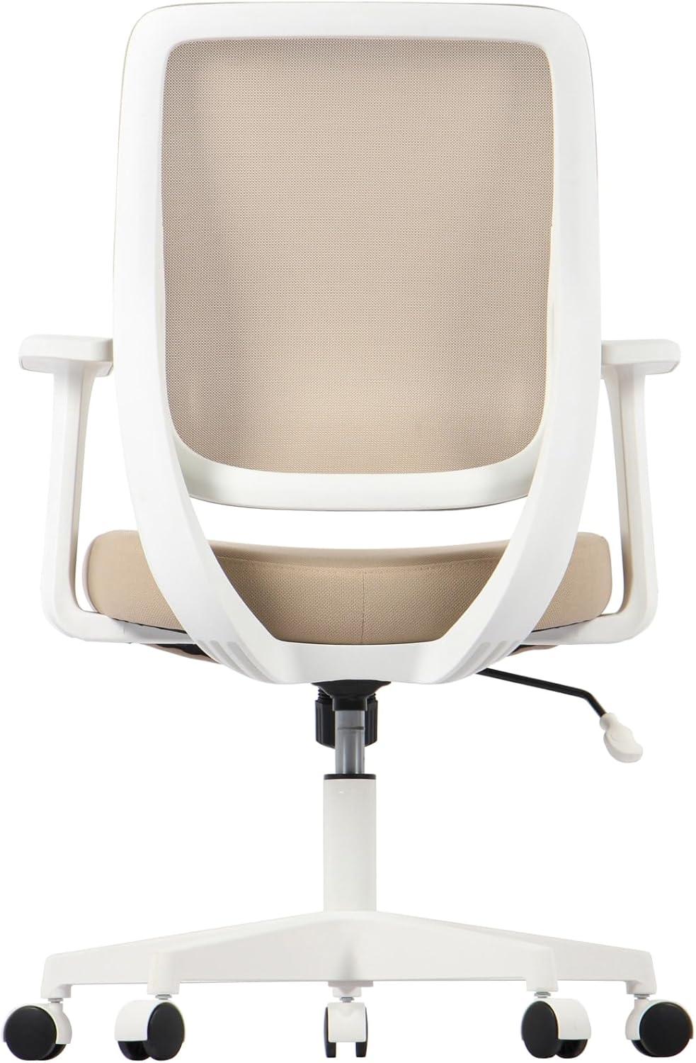 Oatmeal and White Mesh Fabric Low-Back Task Chair