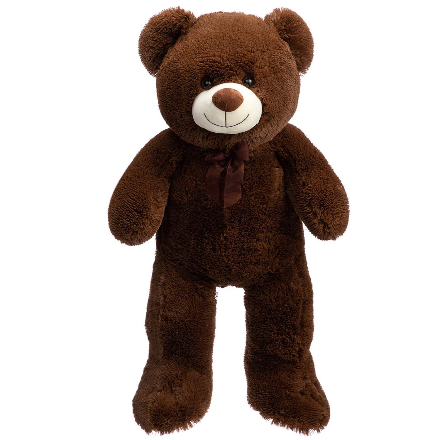 HollyHOME Teddy Bear Stuffed Animal Plush Giant Teddy Bears with Footprints Big Bear 36 inch Chocolate