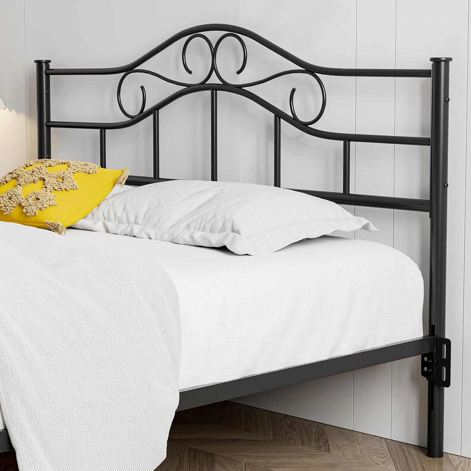Red Barrel Studio® Anary Metal Headboard, Adjustable Height, Steel Curved Headboard , Farmhouse Scrollwork Design