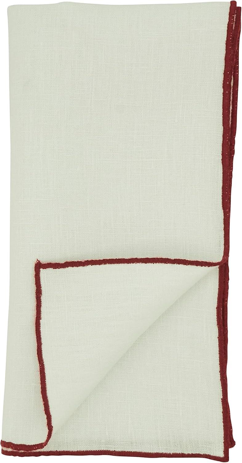 Saro Lifestyle Stitched Border Stonewashed Linen Napkins (Set of 4)