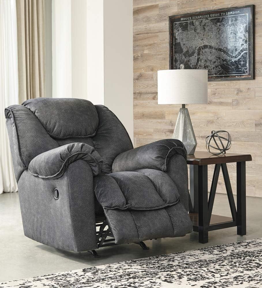 Bowery Hill Contemporary Fabric Rocker Recliner in Granite Gray