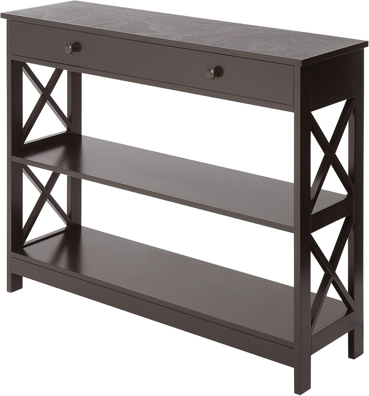 Convenience Concepts Oxford  Console Table with Drawer in Espresso Wood Finish