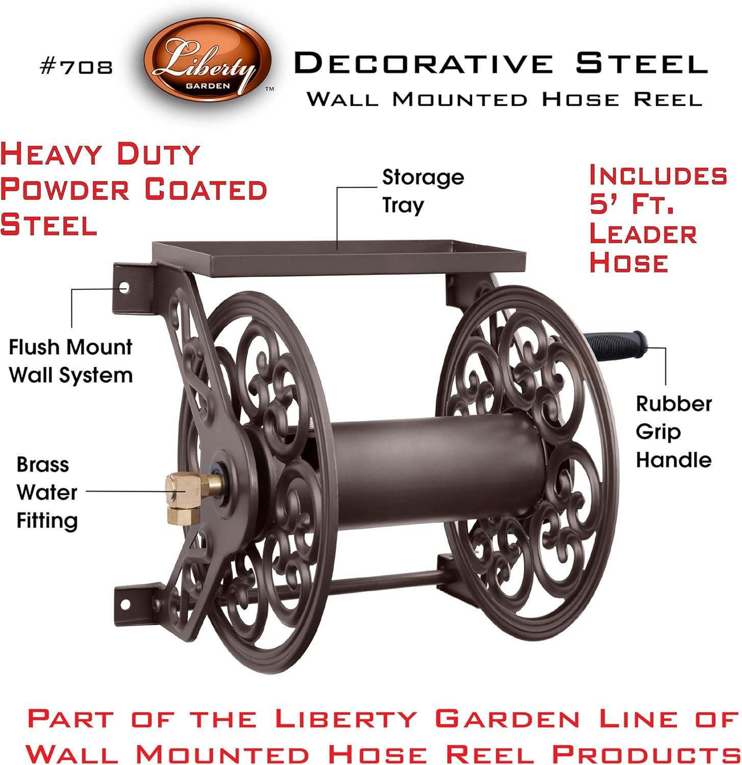 Liberty Garden 125' Decorative Wall-Mounted Hose Reel