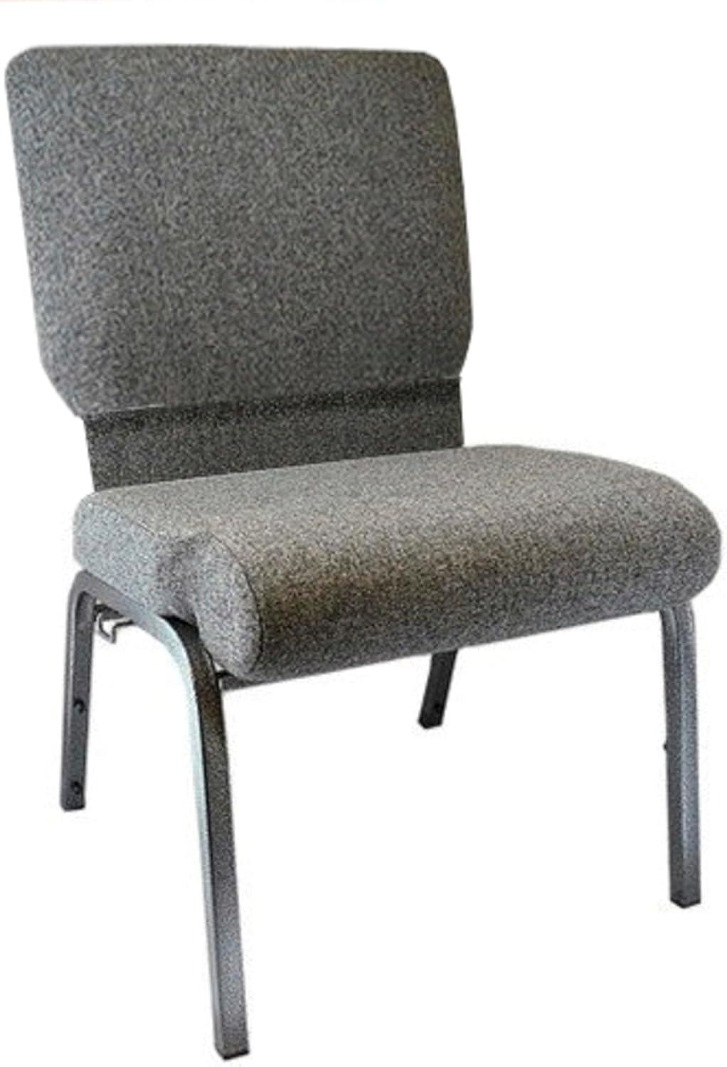 Charcoal Gray Metal Frame Armless Stacking Chair with Padded Seat