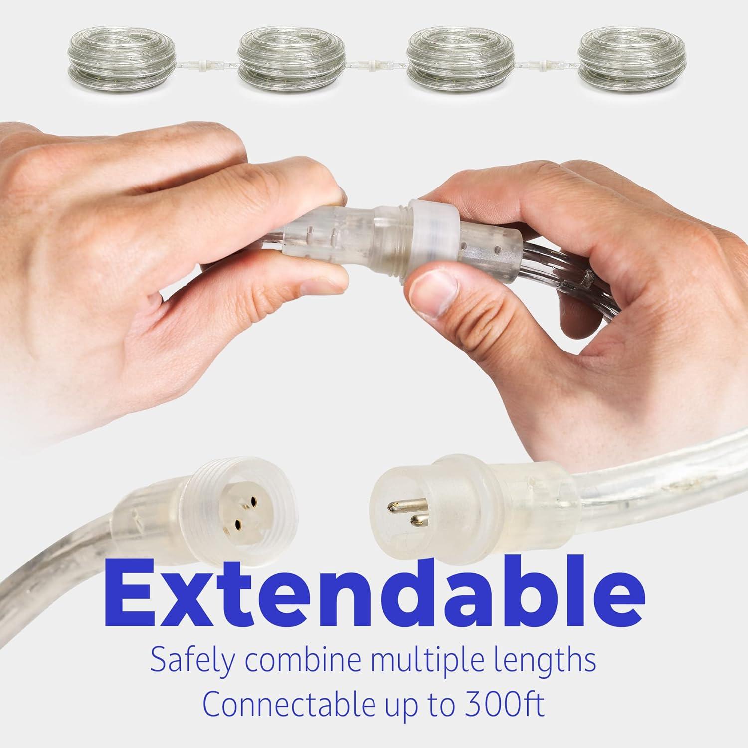 West Ivory 1656LEDs, 150ft Warm White LED Rope Light, Connectable Outdoor Permanent Waterproof Accent Exterior Lighting, PVC Case, ETL Certified, for Holiday, Backyard Patio, Home Garden, Decorative