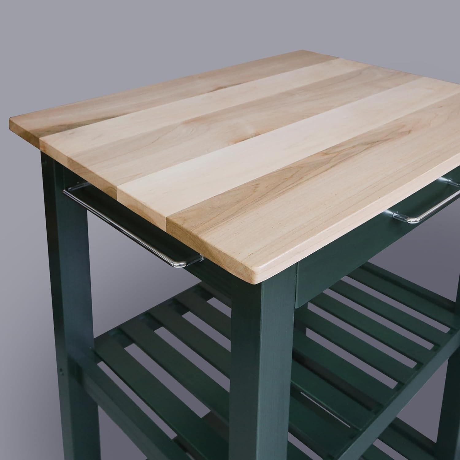 Sunrise Kitchen Island with Solid Wood Top, Hunter Green