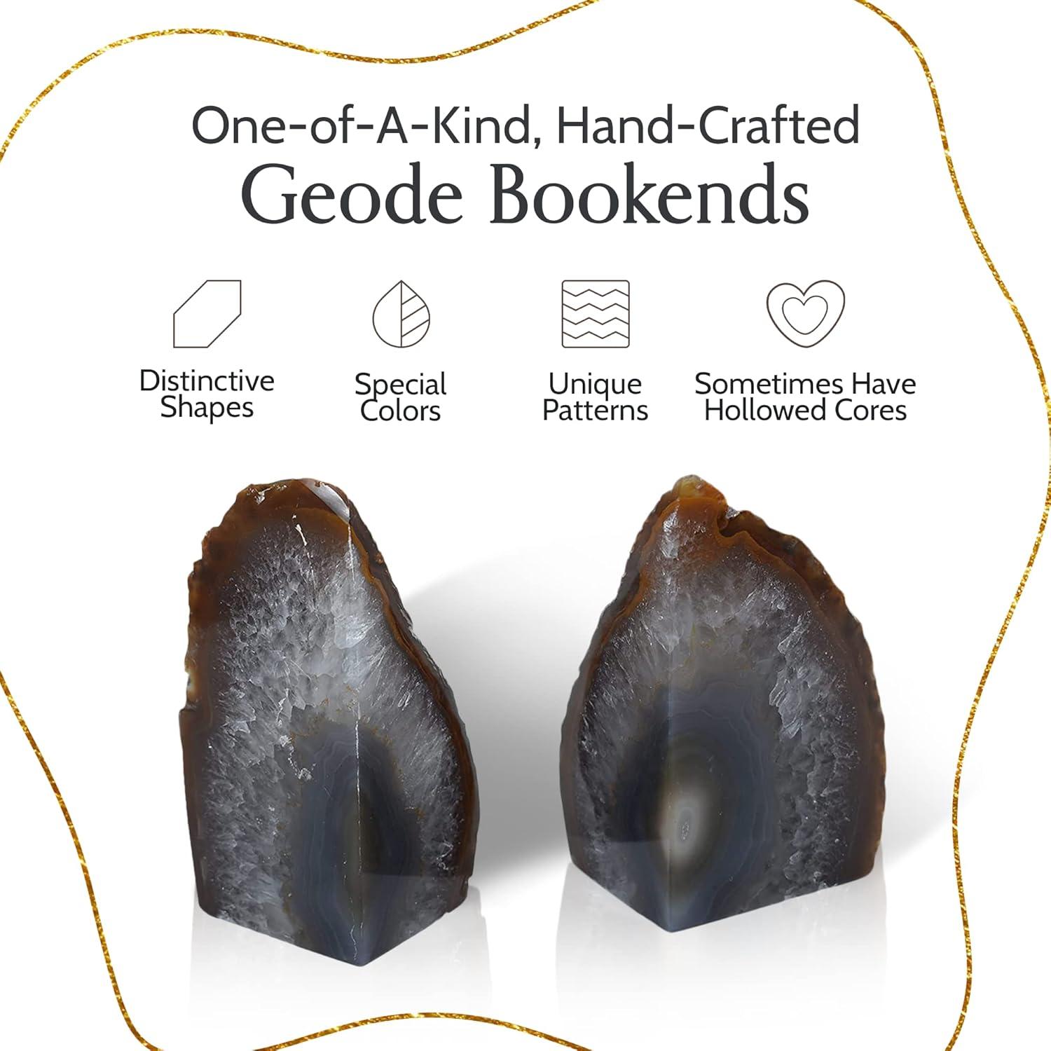 Agate Bookend, Geode Agate Bookend, Decorative Home Accessory, Crystal Bookend, Natural Stone Bookend, 3-5 lbs