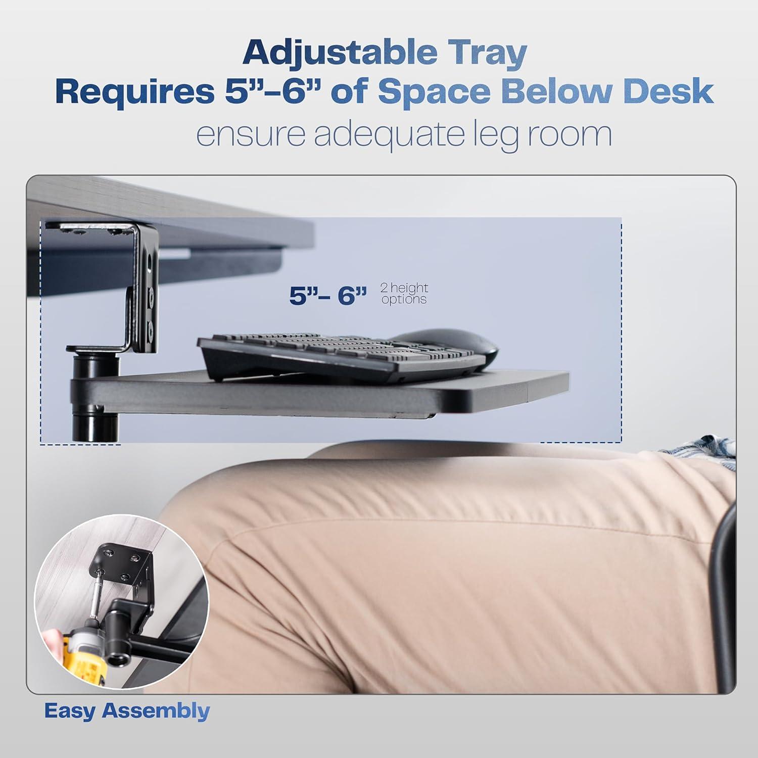 Vivo VIVO Black 23 x 10 inch Screw-In Rotating Computer Keyboard and Mouse Tray