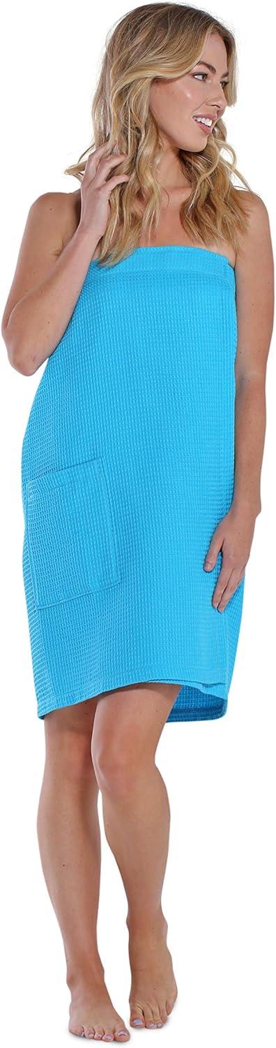 Turquaz Linen Turquoise Waffle Spa Bath Wrap