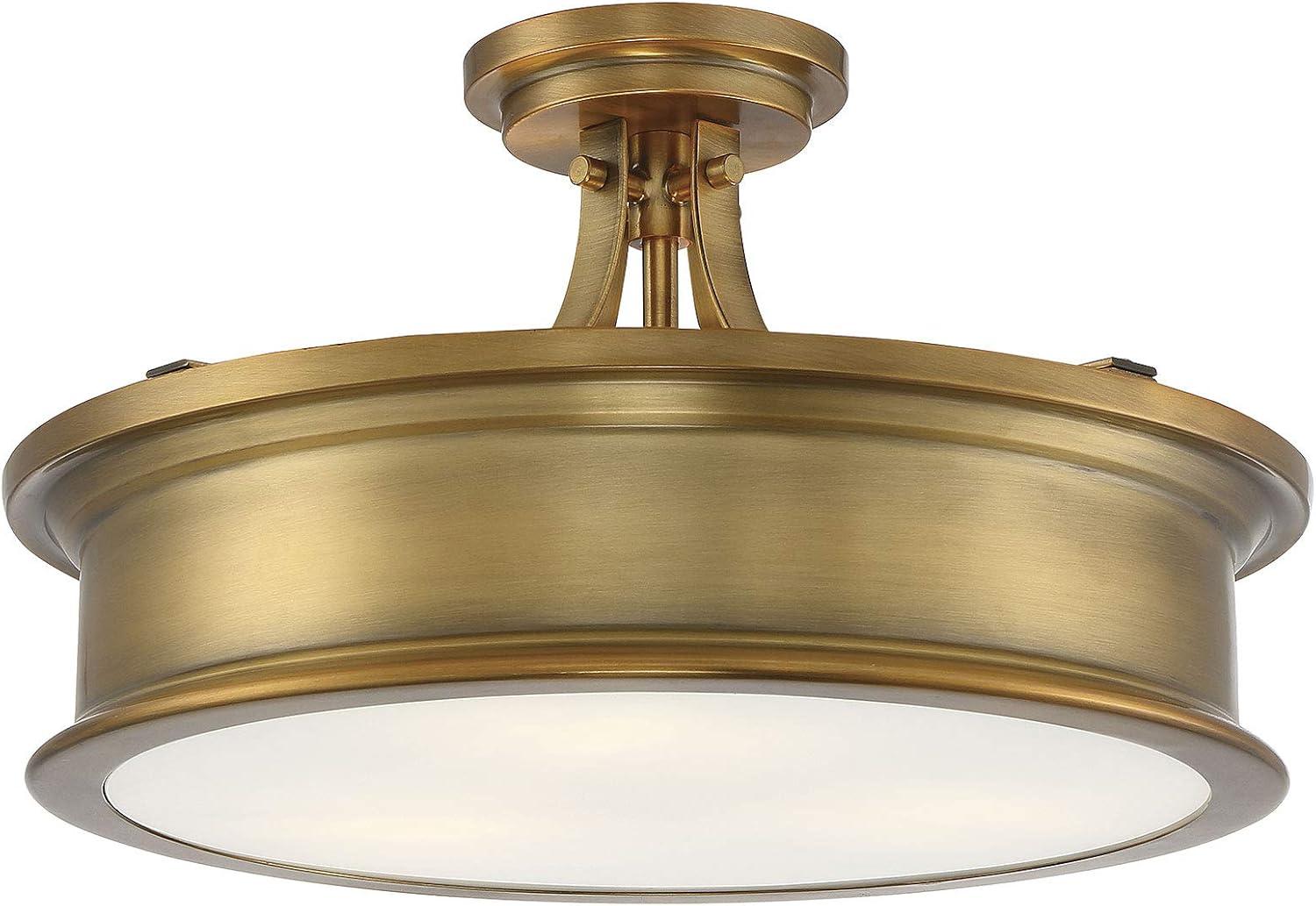 Savoy House Watkins 3 - Light Semi-Flush Mount in  Warm Brass