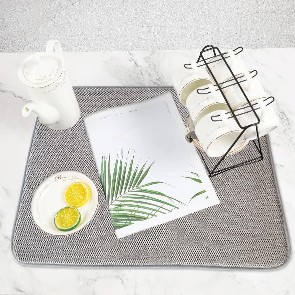 Gray Microfiber Foldable Large Dish Drying Mat Set