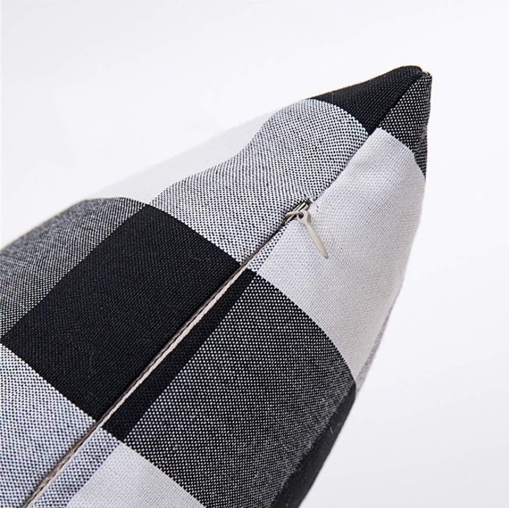 4pk 18"x18" Gingham Buffalo Check Assorted Square Throw Pillow Covers Black/White - Design Imports: Cotton, Machine Washable