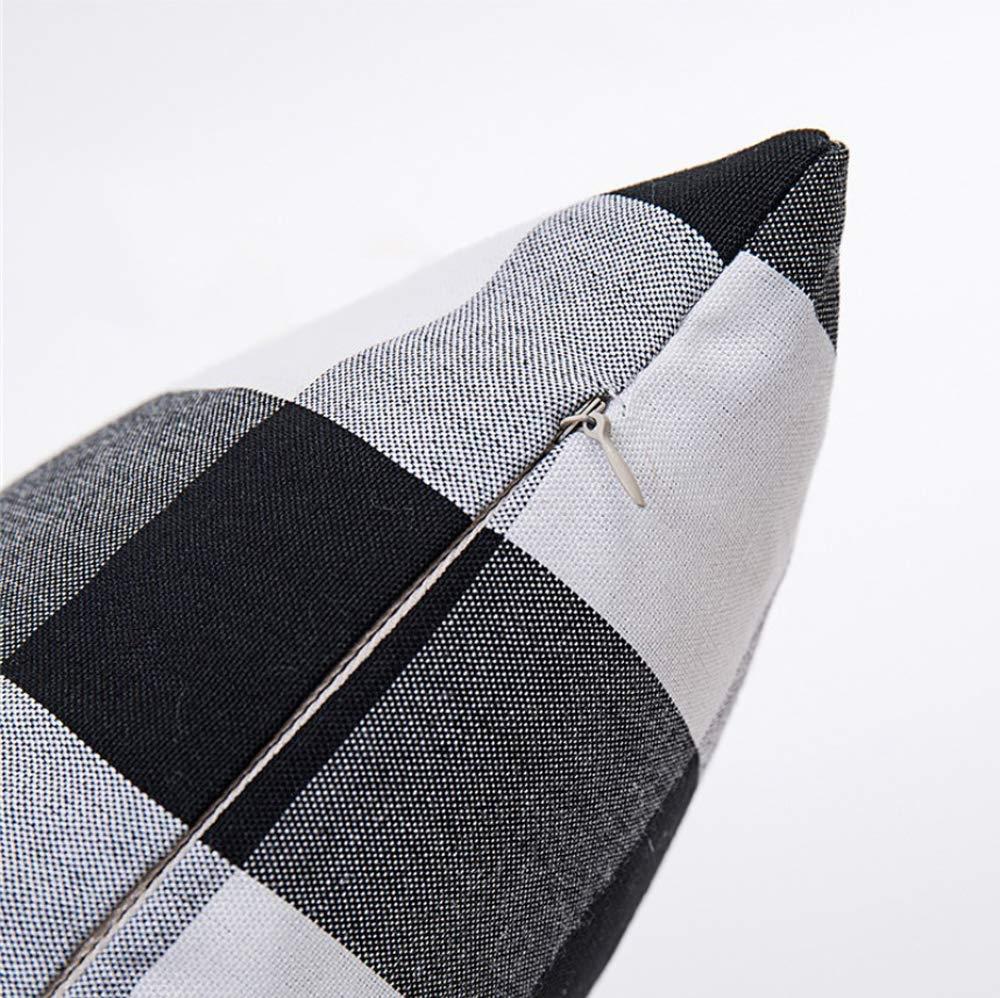 4pk 18"x18" Gingham Buffalo Check Assorted Square Throw Pillow Covers Black/White - Design Imports: Cotton, Machine Washable