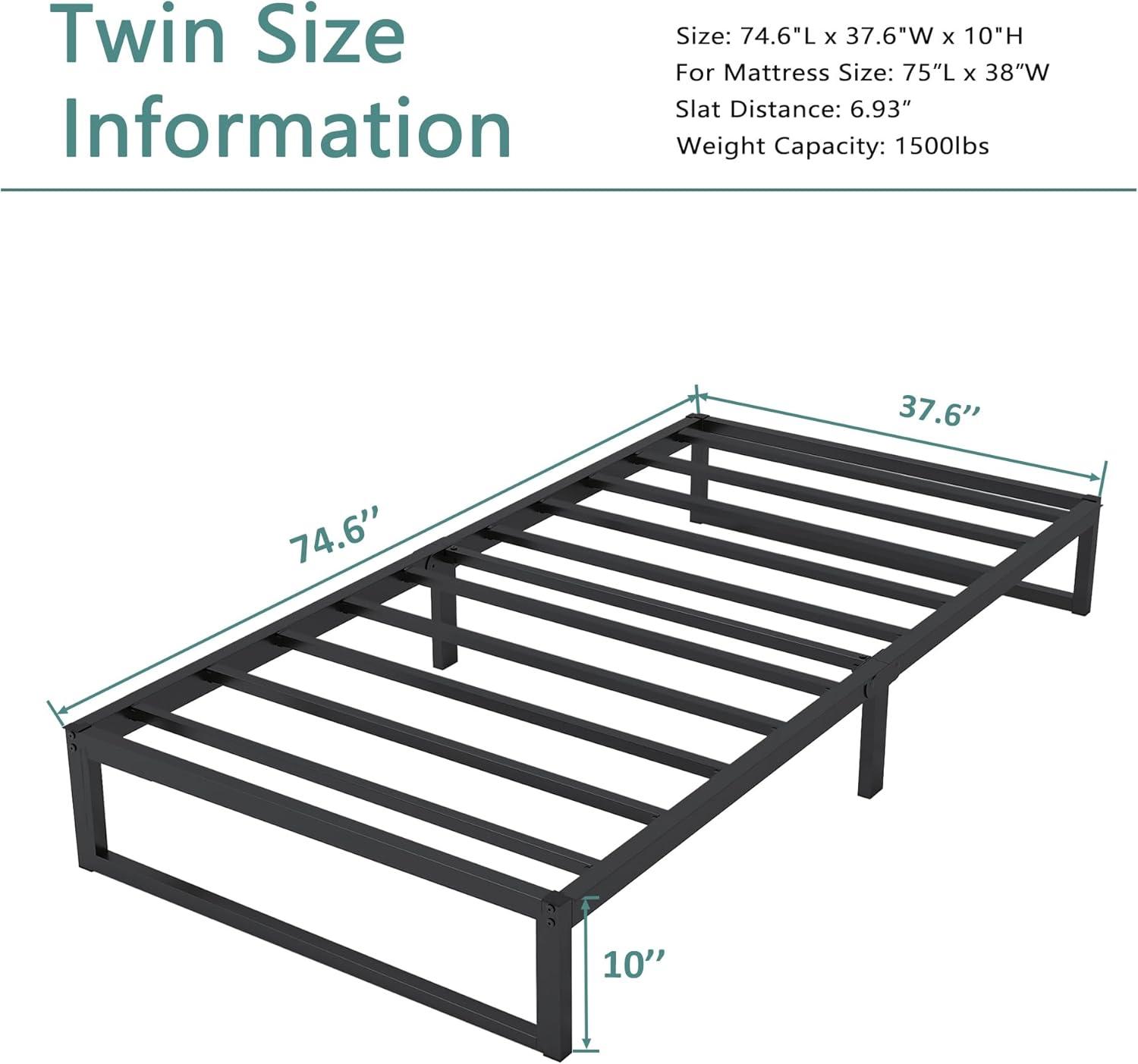 Whizmax 14 Inch King Bed Frame No Box Spring NeededHeavy Duty Metal Platform Bed Frame with Sturdy Steel Slats, Noise Free, Easy Assembly, Black