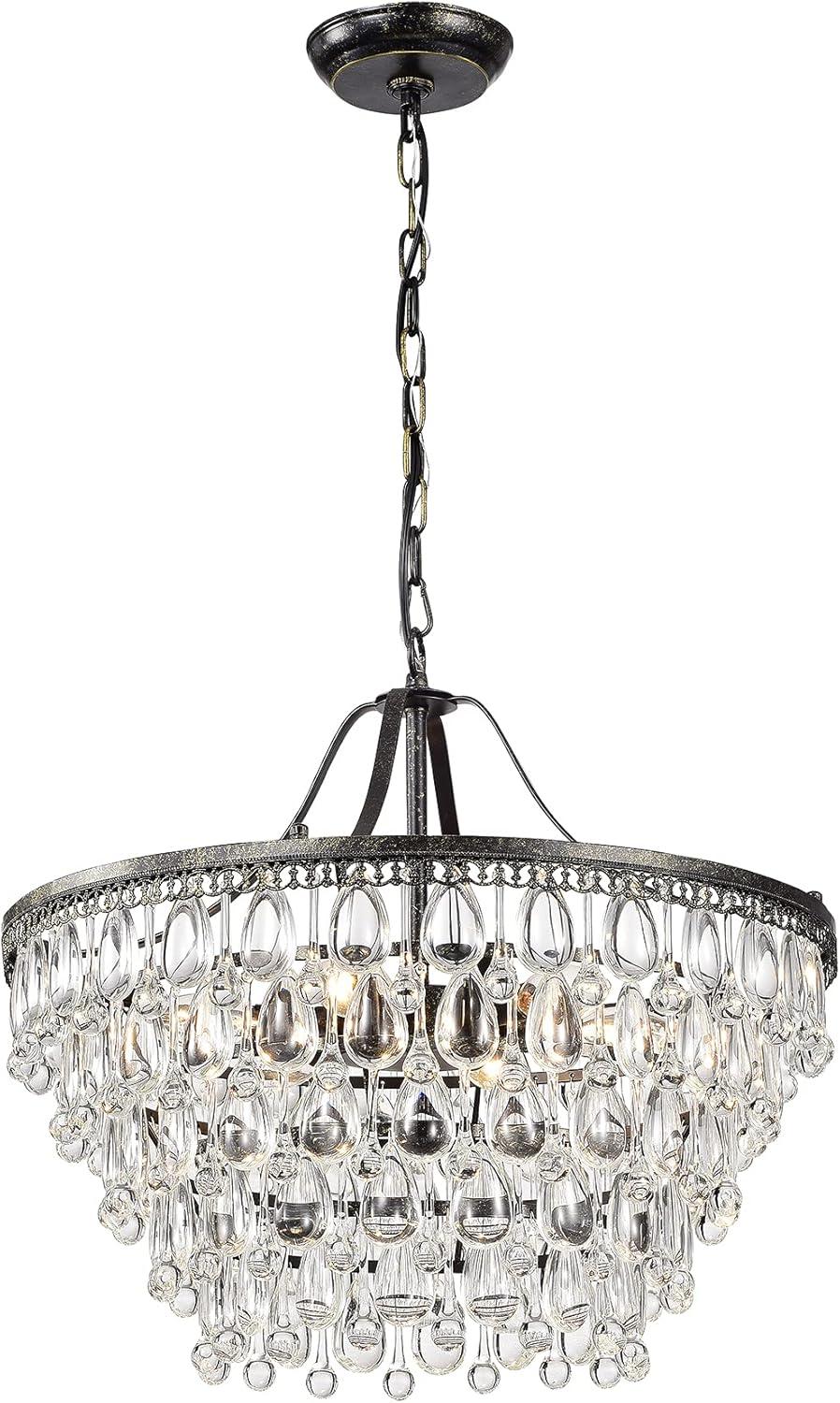 Edvivi Lighting Antique Bronze 6-Light Glam Crystal Chandelier - Antique Bronze