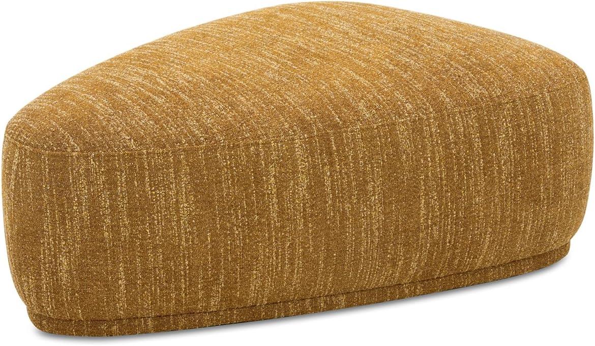 Jennifer Taylor Home Pebble 44" Rounded Triangle Cocktail Ottoman, Mustard Yellow Tweed