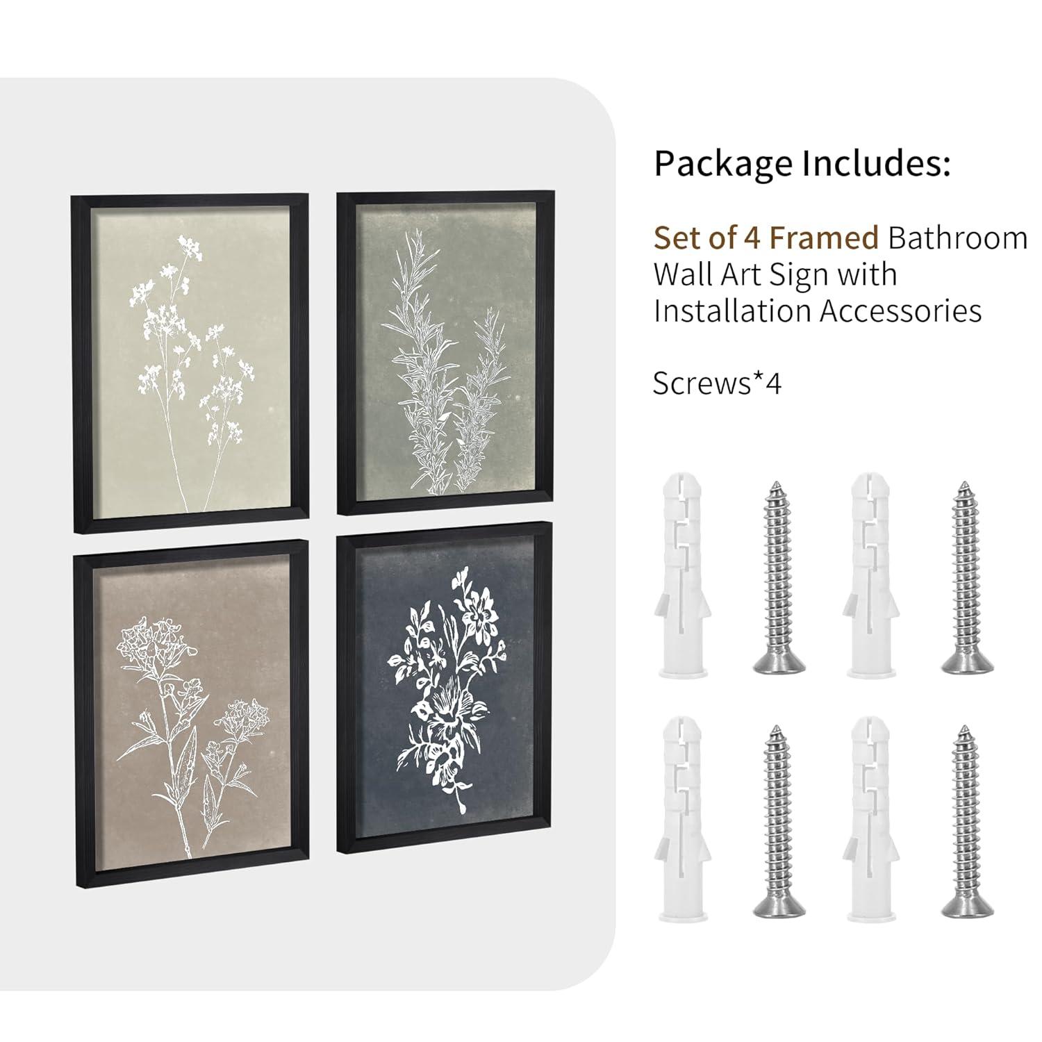 Haus and Hues Floral Wall Art - Set of 4 Plant Posters for Wall Vintage, Botanical Prints, Flower Pictures for Room Aesthetic, Vintage Art Prints, Flower Wall Art (11x14, Unframed)