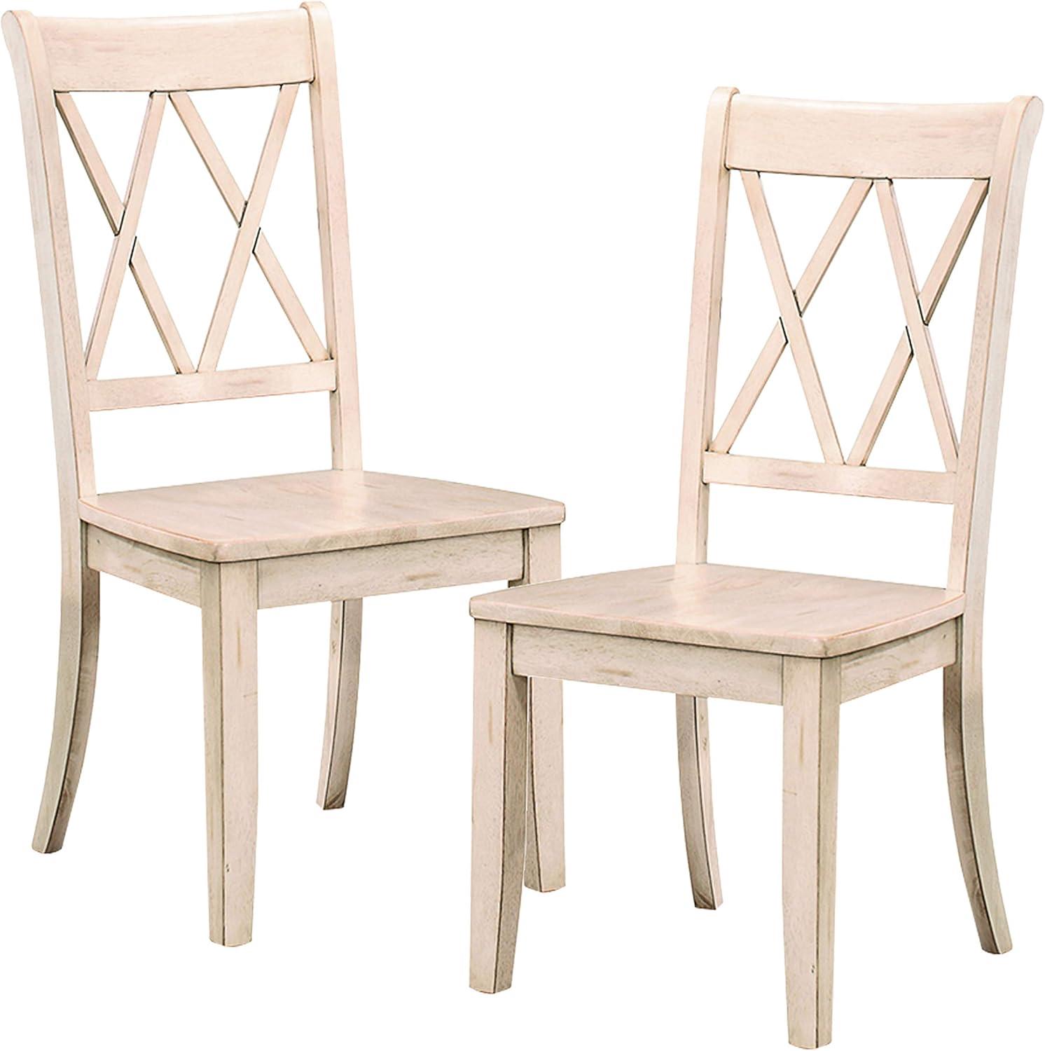 Janina Cream White Transitional Upholstered Side Chair with Pine Veneer