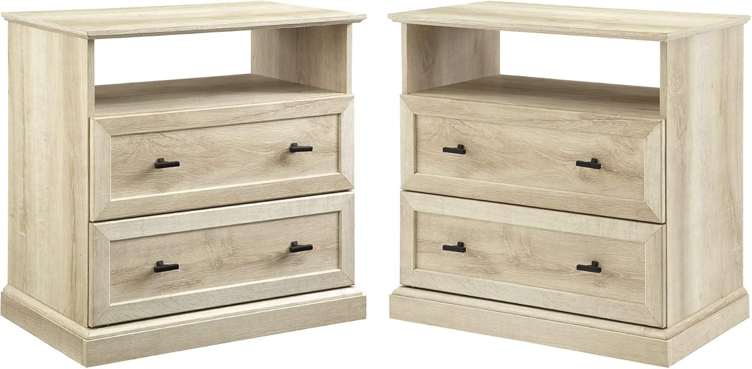 Clyde Classic 2-Drawer Nightstand Set in White Oak