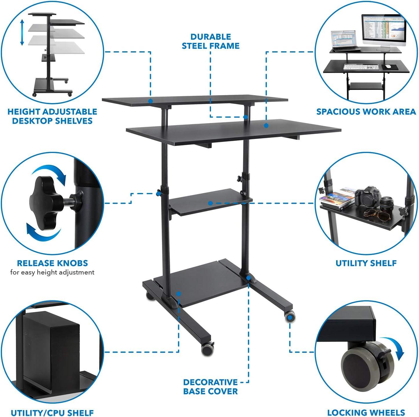 Mount-it Adjustable Metal Base Standing Desk Converter