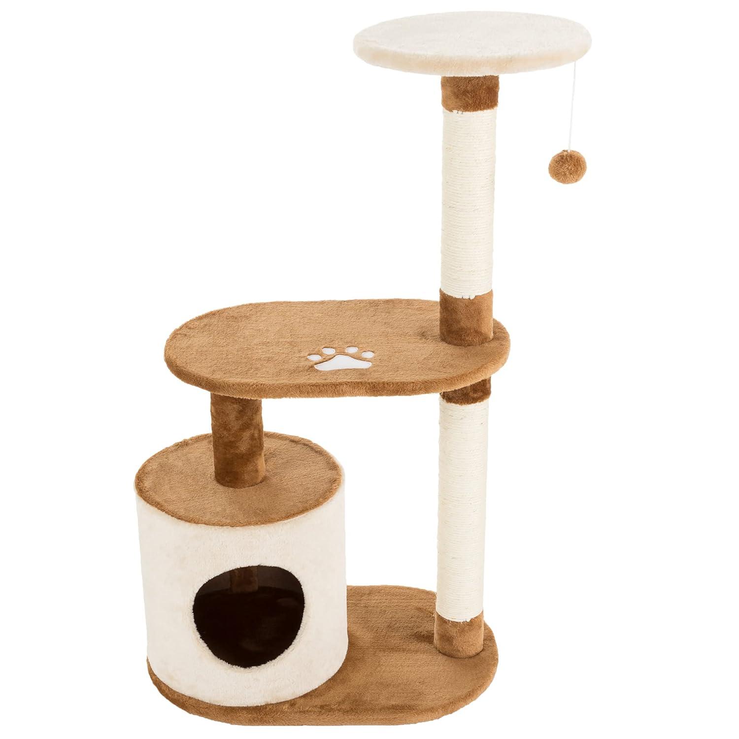 Petmaker PETMAKER 3-Tier Cat Tree - 2 Napping Perches, Kitten Condo, 2 Sisal Rope Scratching Posts, and Hanging Toy - Tower for Indoor Kitties (Brow