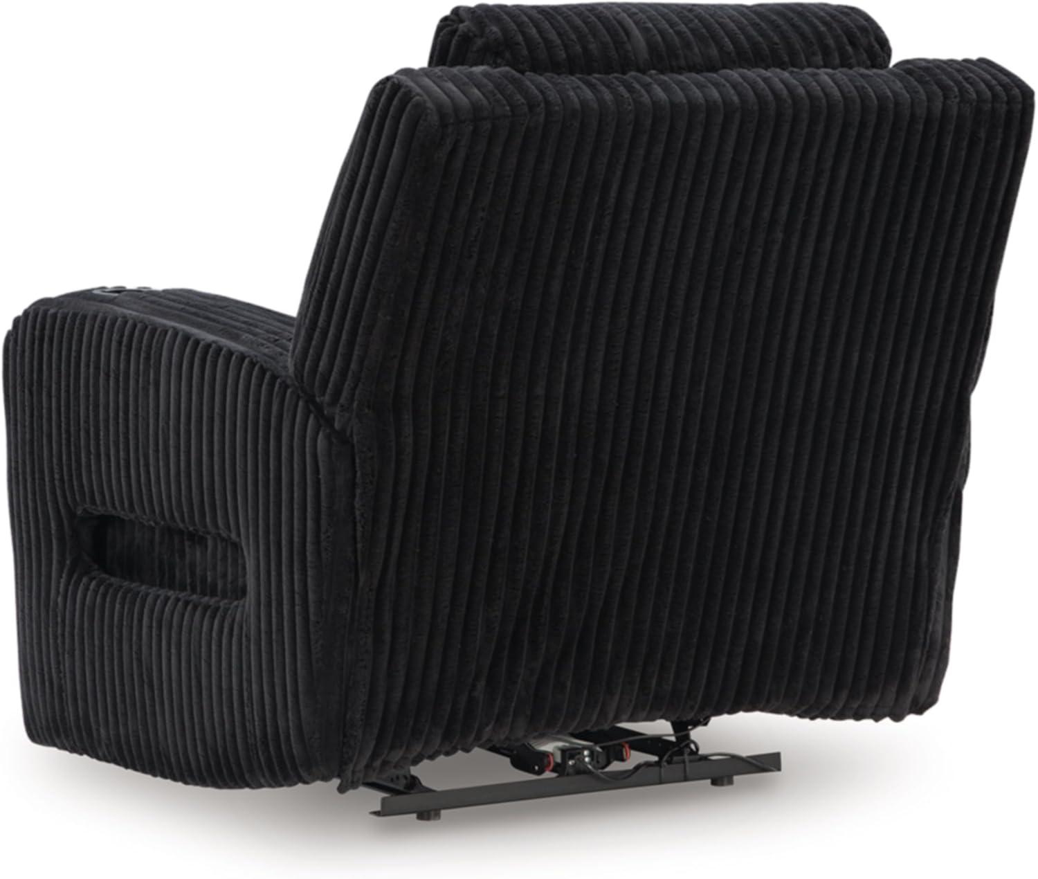 Signature Design by Ashley The Man-Den Leather Power Recliner in Gray