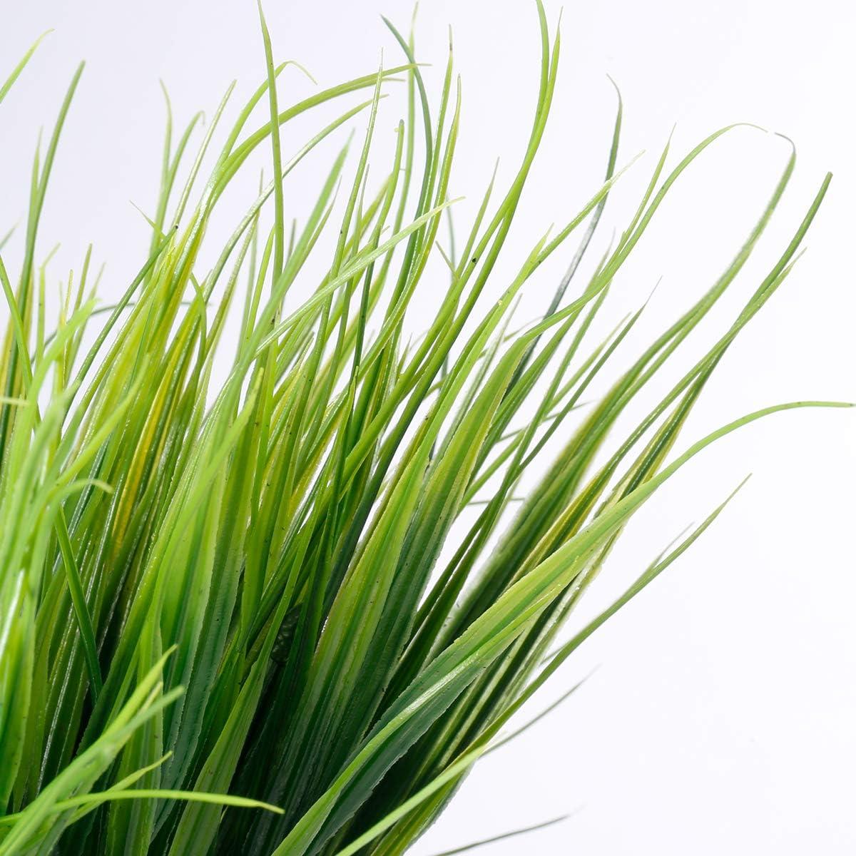 Morttic 12 Bundles Artificial Grasses Outdoor UV Resistant Fake Grass No Fade Faux Plastic Plants Garden Window Box Decorating(Green Grass)