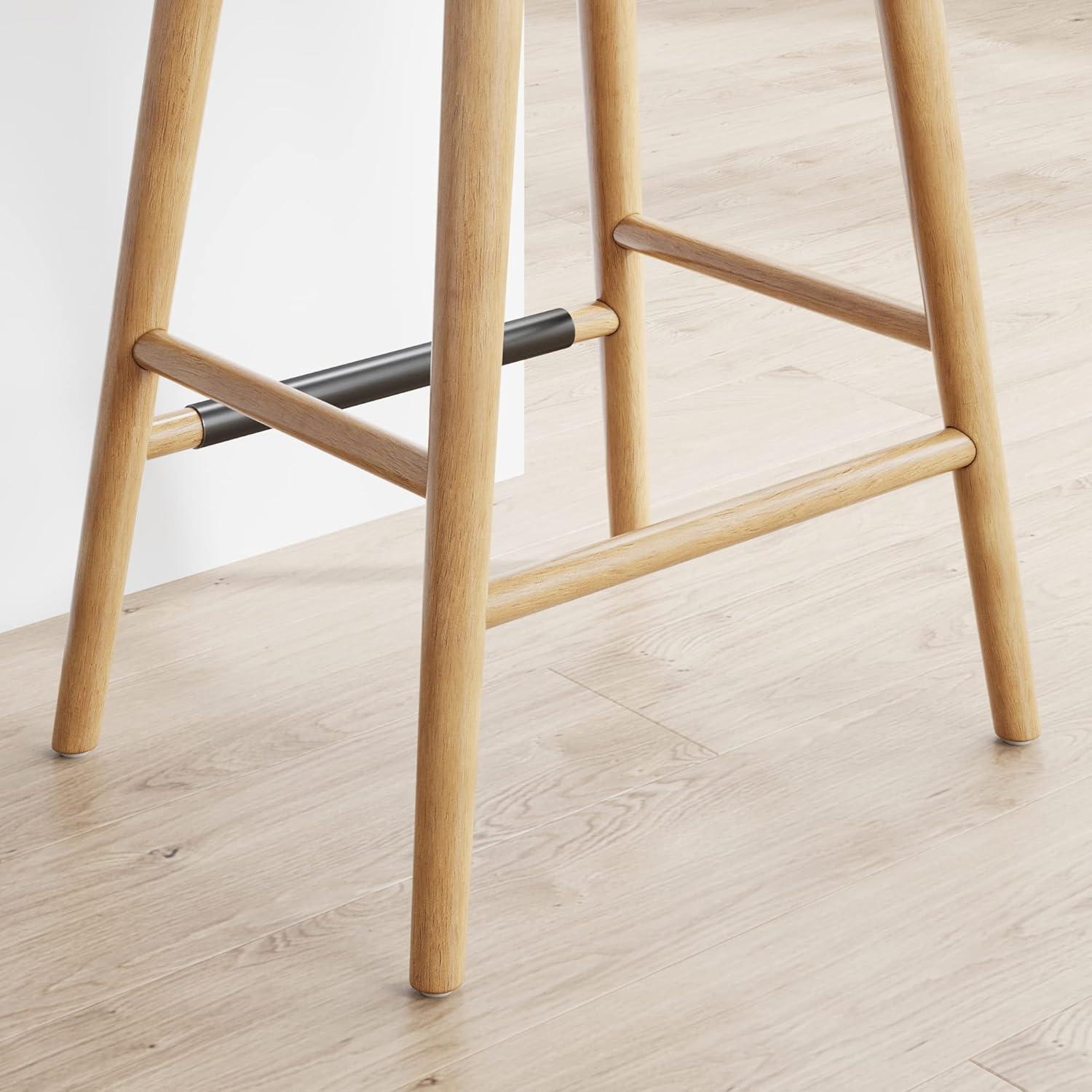 Nathan James Upholstered Counter Stool with Solid Wood Frame (Set of 2)