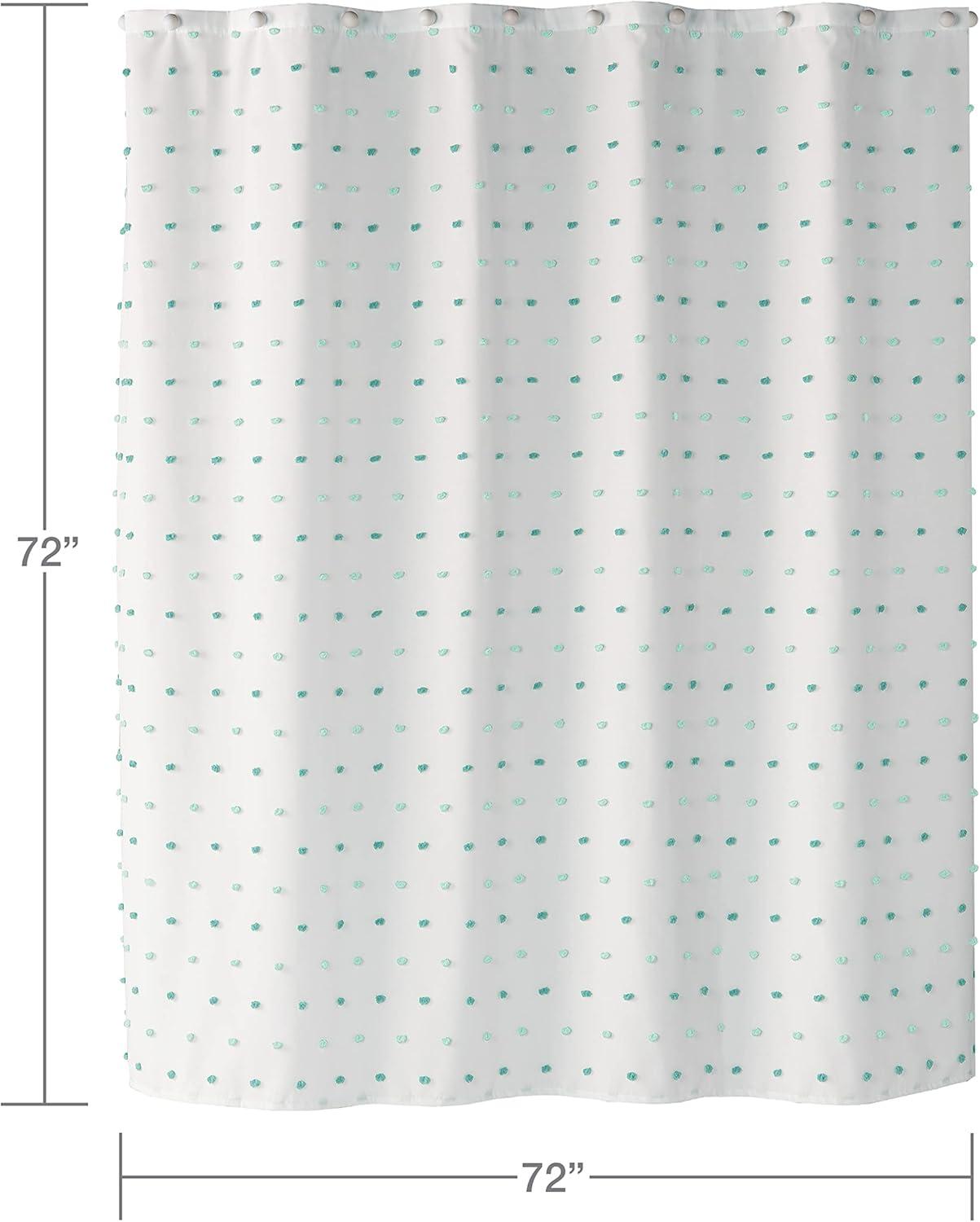 Colorful Dot Aqua Shower Curtain Aqua - Saturday Knight Ltd.: Polyester Swiss Dot, Machine Washable, Buttonhole Top