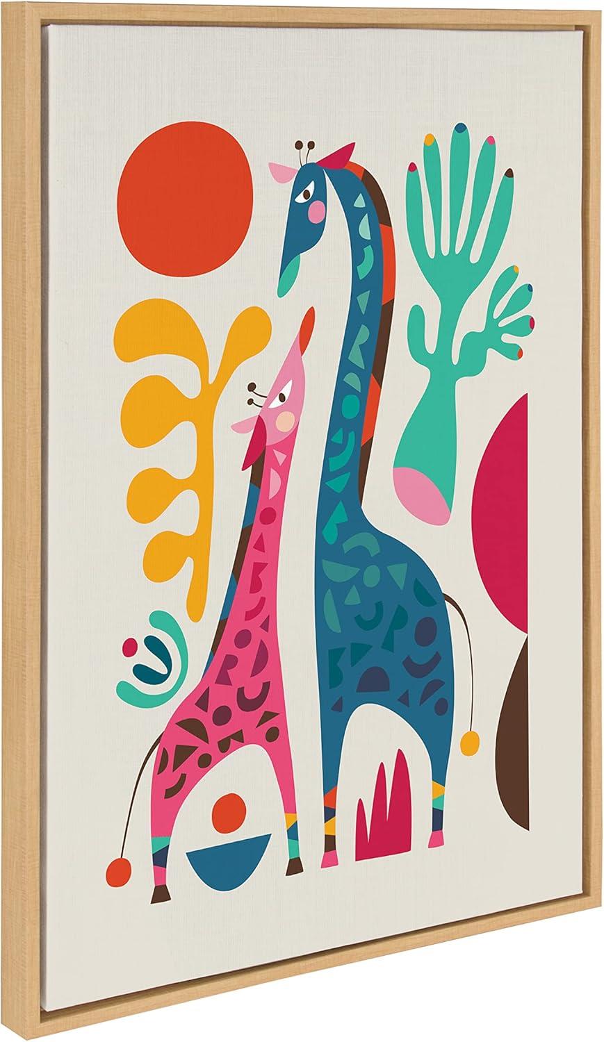 Sylvie Giraffe Love Framed Canvas by Rachel Lee of My Dream Wall - Kate & Laurel All Things Decor