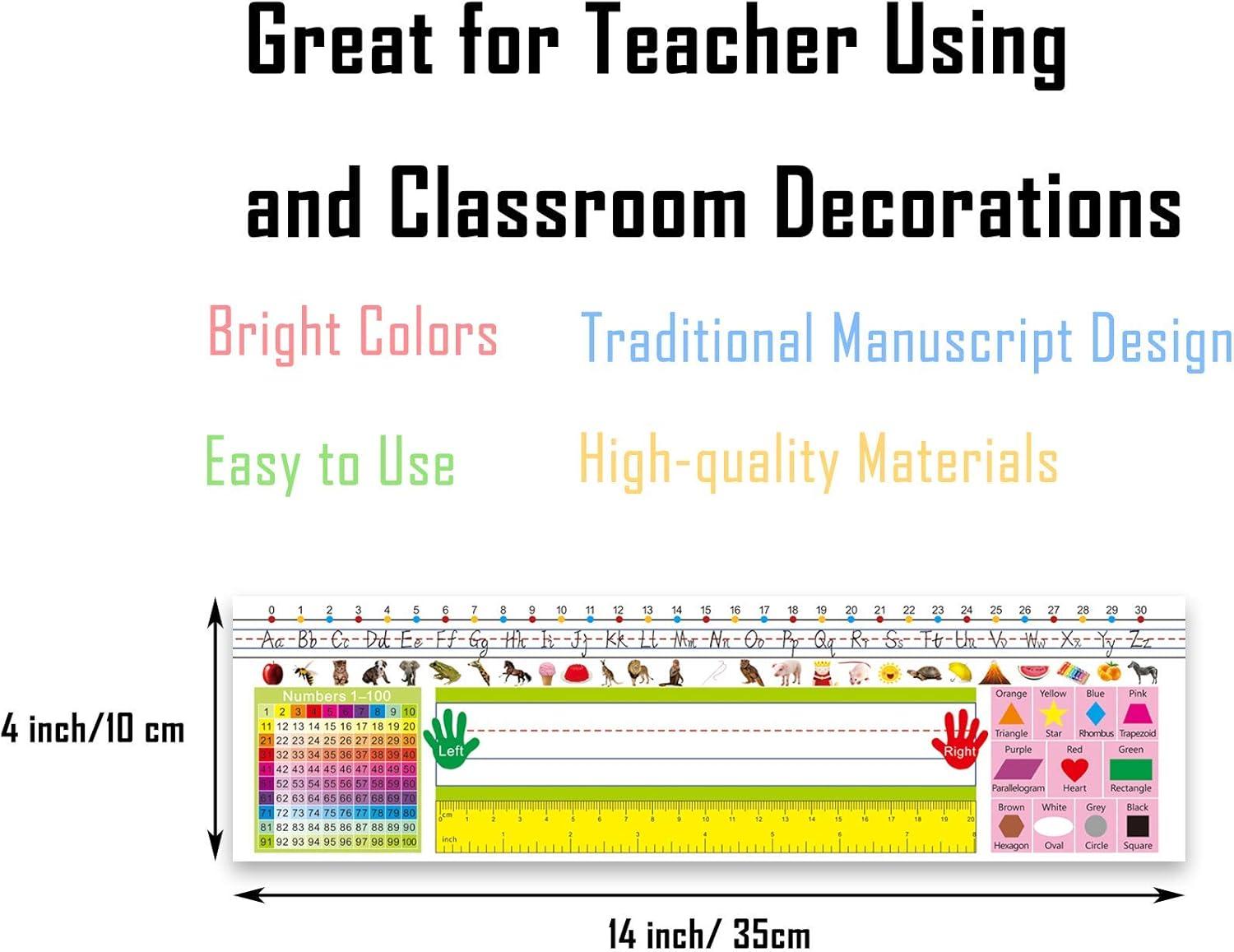 Name Plates for Desk, Colorful Traditional Manuscript Nameplates, Self-Adhesive Desk Tags for School Classroom Decorations and Teachers Using(14X4 inch,40 Pieces)