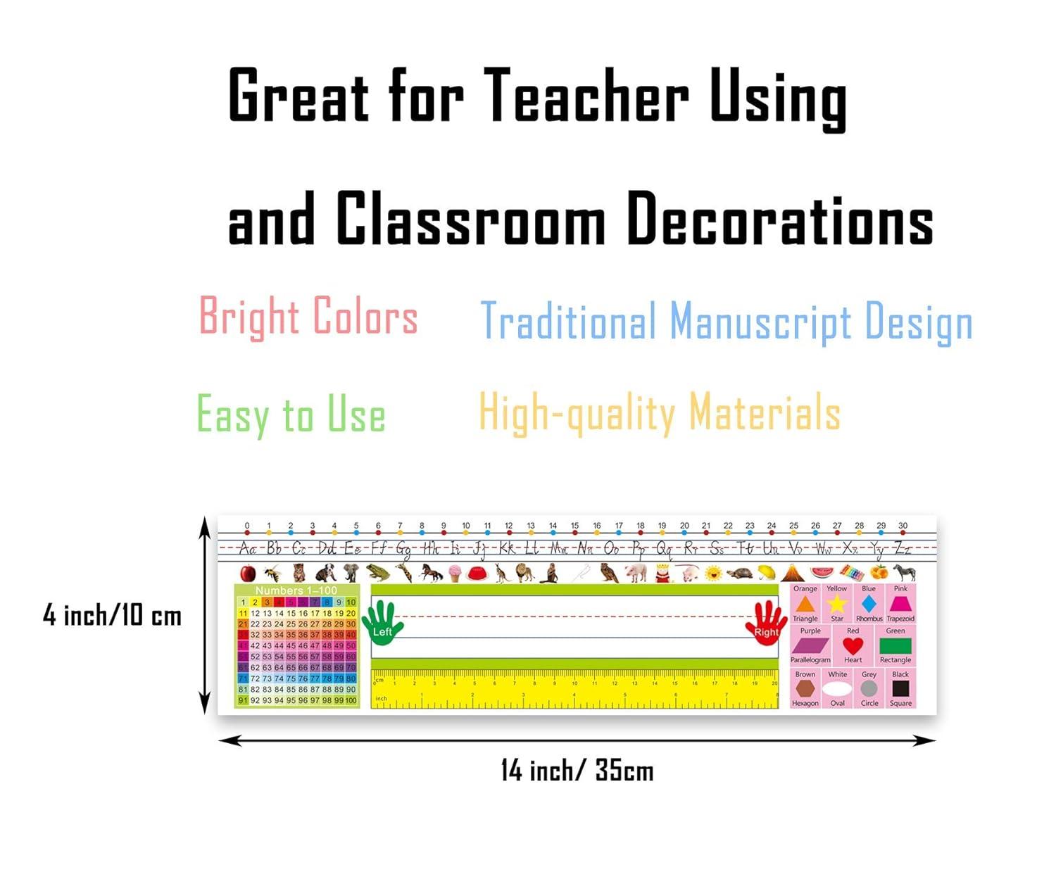 Name Plates for Desk, Colorful Traditional Manuscript Nameplates, Self-Adhesive Desk Tags for School Classroom Decorations and Teachers Using(14X4 inch,40 Pieces)