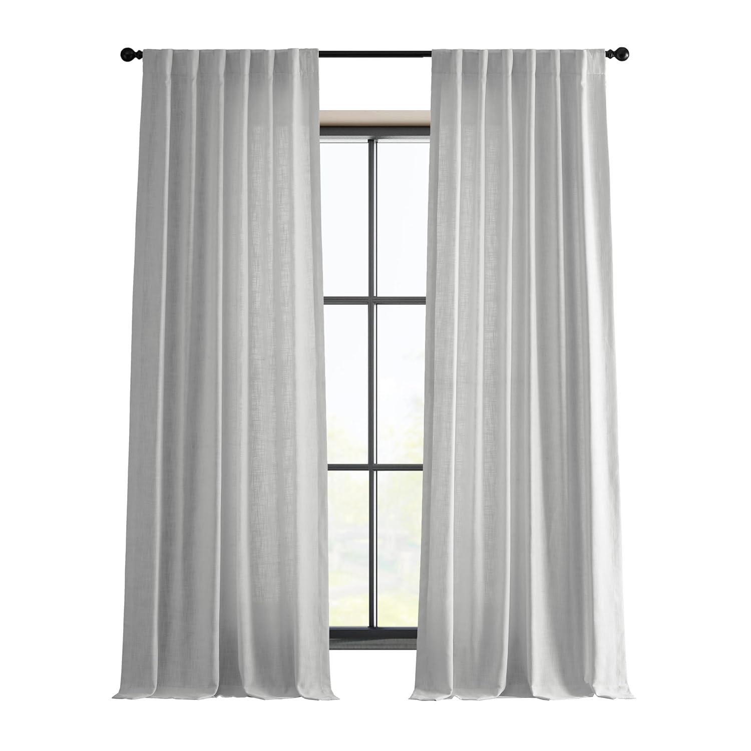 Rice White Heavy Faux Linen Curtain (1 Panel), Rice White, 50W X 108L
