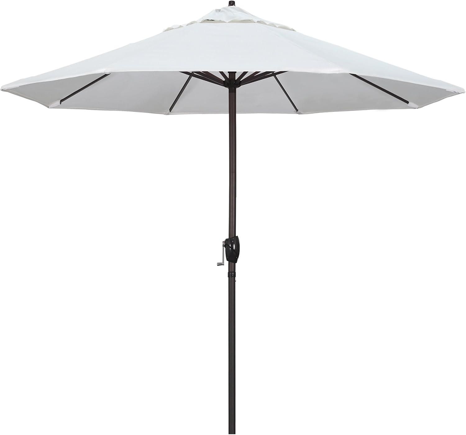 9 ft White Olefin Aluminum Auto Tilt Patio Umbrella