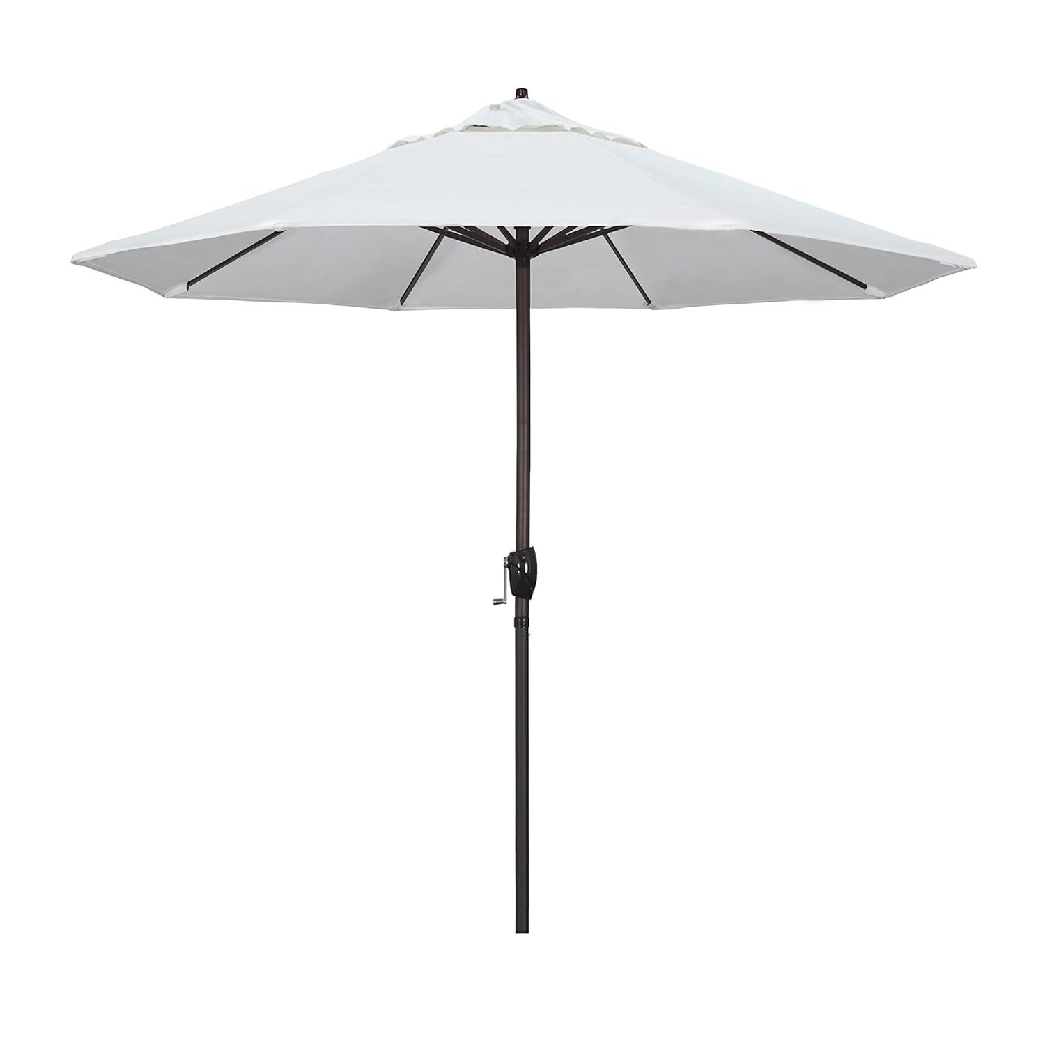 9 ft. Aluminum Auto Tilt Patio Umbrella in White Olefin