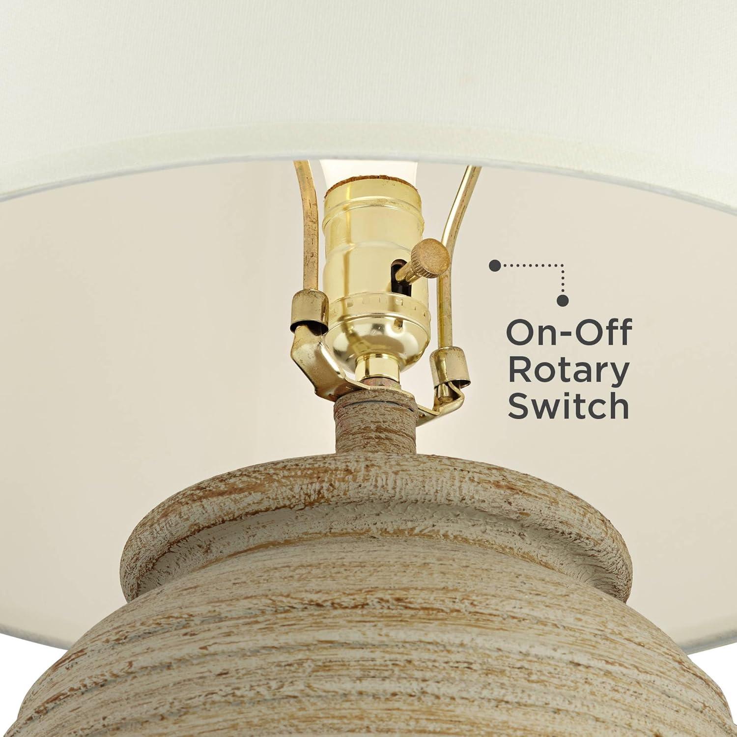 John Timberland Austin Rustic Table Lamp 28" Tall Sand Toned Cream Linen Drum Shade for Bedroom Living Room Bedside Nightstand Office Kids Family Home