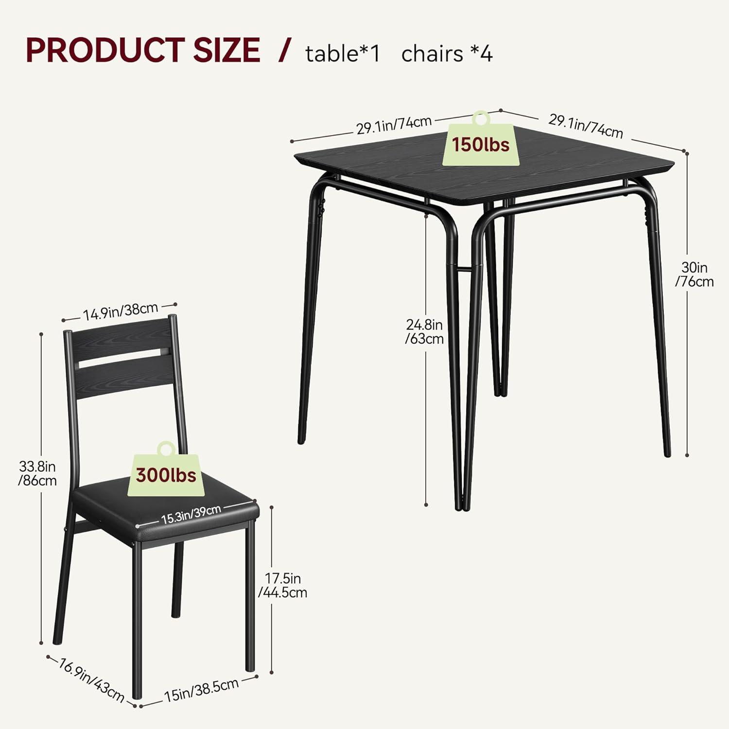 Small Kitchen Table for 2,Table and Chairs Set of 2, Dinette Set for 2, Square Dinner Table Set, 3 Piece Kitchen & Dining Room Sets for Small Space, Apartment, Home Office