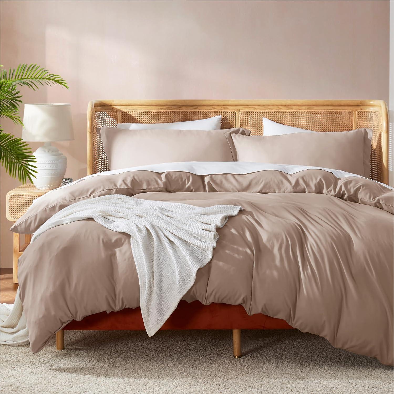Nestl Twin Duvet Cover Set - Soft Double Brushed Khaki Duvet Cover Twin/Twin XL, 2 Piece, with Button Closure, 1 Duvet Cover 68x90 inches and 1 Pillow Sham